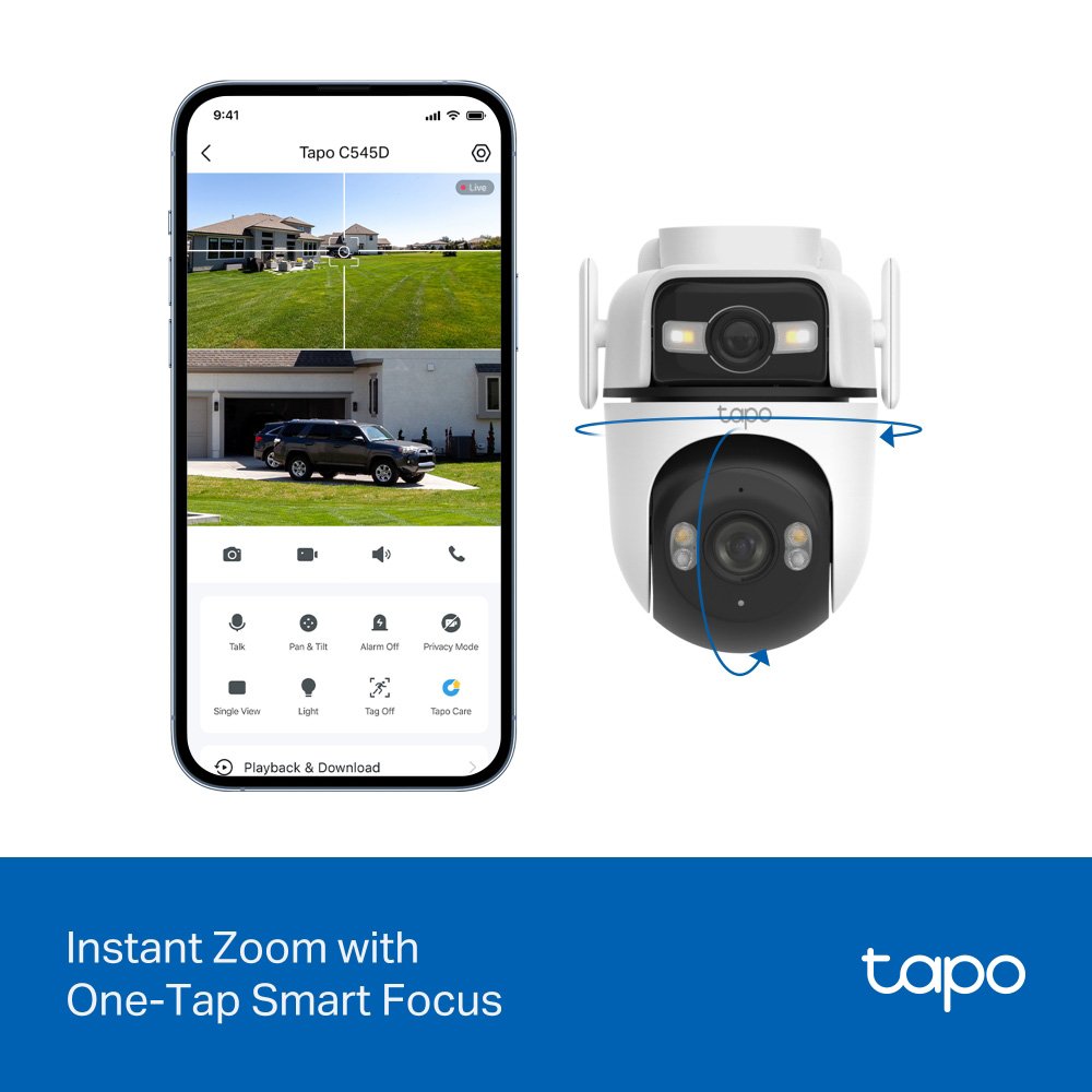 smart kamera Tapo C545D, dual lens, 2K/3MP, WiFi, PTZ, IP66, V1.0 outdoor