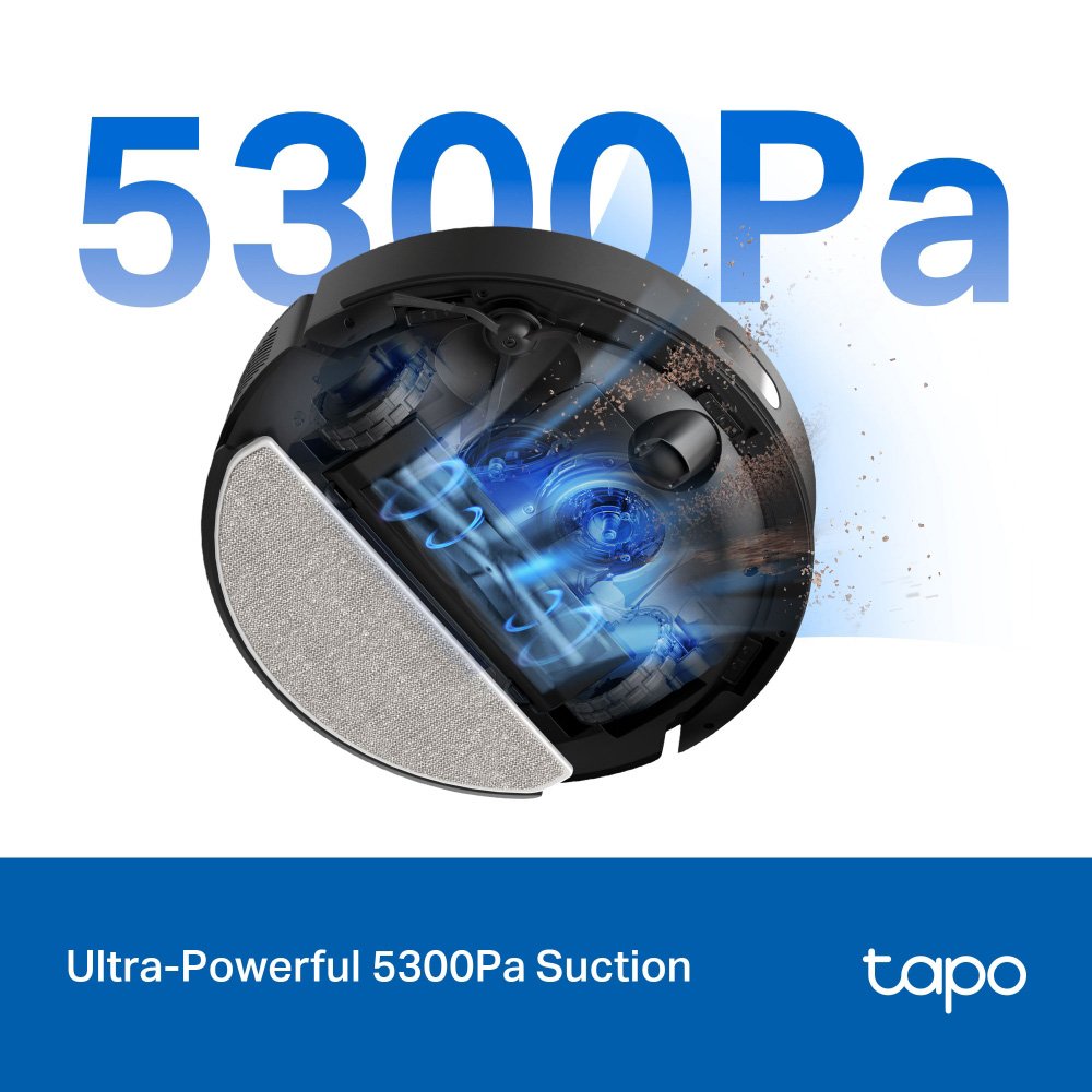 TP-LINK ρομποτική σκούπα Tapo RV30 Max Plus για σκούπισμα & σφουγγάρισμα, με χαρτογράφηση, WiFi, μαύρη, V1.0 - Image 5