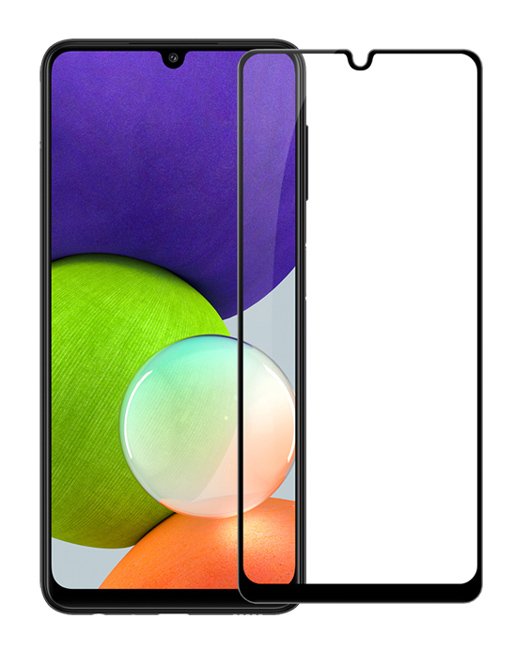POWERTECH tempered glass 9H 5D για Samsung Galaxy A22, μαύρο 2887