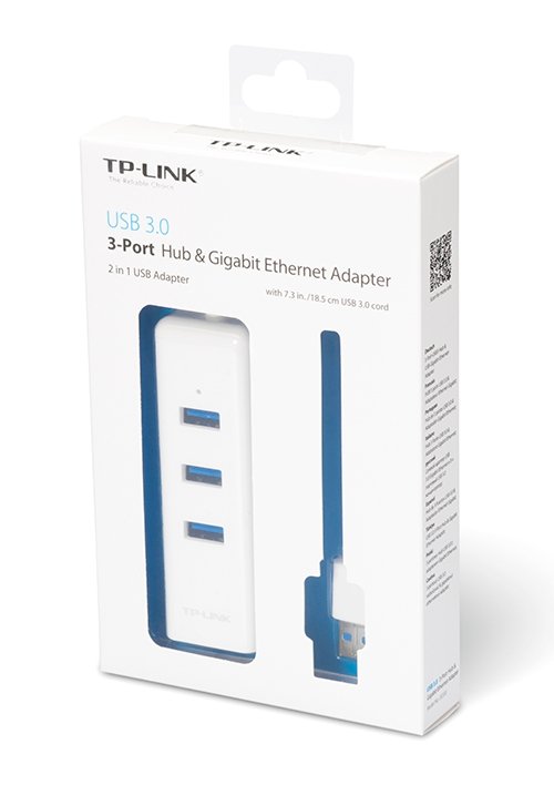 TP-LINK USB Hub με θύρα δικτύου, 3 θυρών, USB σύνδεση, λευκό 751 - Image 2