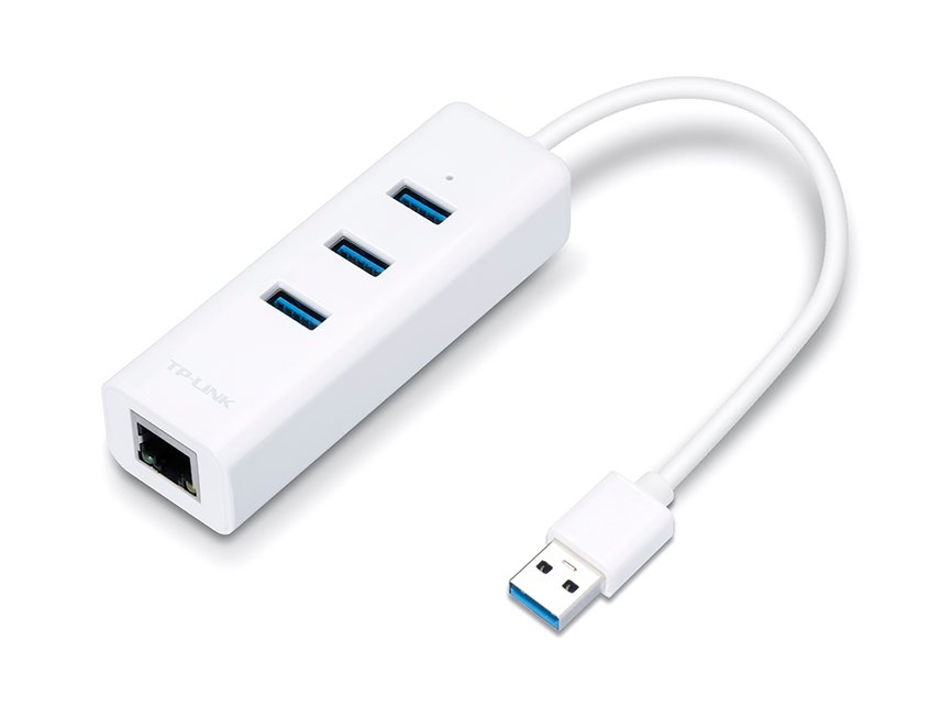 TP-LINK USB Hub  με θύρα δικτύου, 3 θυρών, USB σύνδεση, λευκό 751