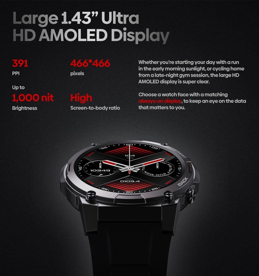 smartwatch ibe 7 Pro, heart rate, 1.43" AMOLED, 3 ATM, asimi Asimi 4