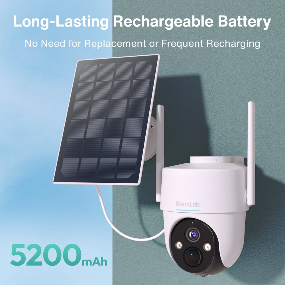 smart iliaki kamera W313, 3MP/2K, WiFi, PTZ, SD, 5200mAh, IP65 outdoor