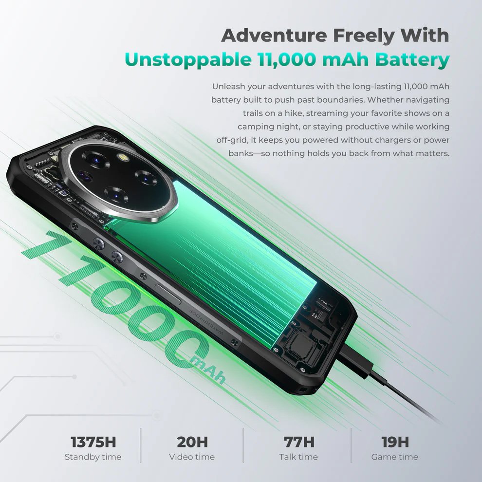 smartphone, 6.6", 12/512GB, 5G, 11000mAh, IP68/IP69K/MIL-STD-810H, mayro 12GB