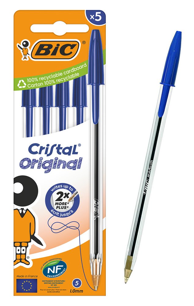 stylo diarkeias ballpoint Cristal Original, 1mm myti, mple, 5tmch Stylo 1