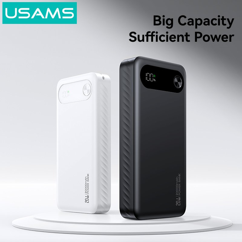 USAMS power bank CD51 με οθόνη, 3x θύρες εξόδου, 0000mAh, PD0W, λευκό - Image 2