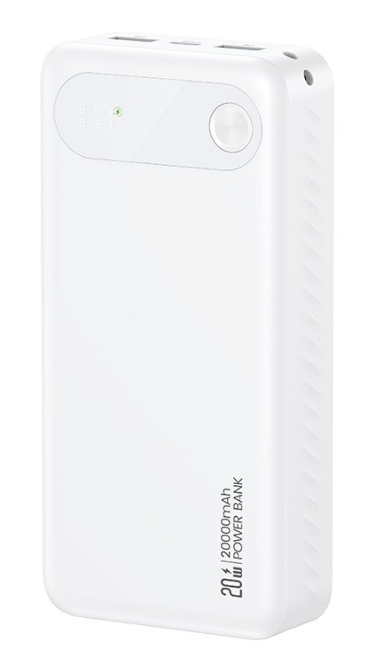 USAMS power bank CD51 με οθόνη, 3x θύρες εξόδου, 0000mAh, PD0W, λευκό