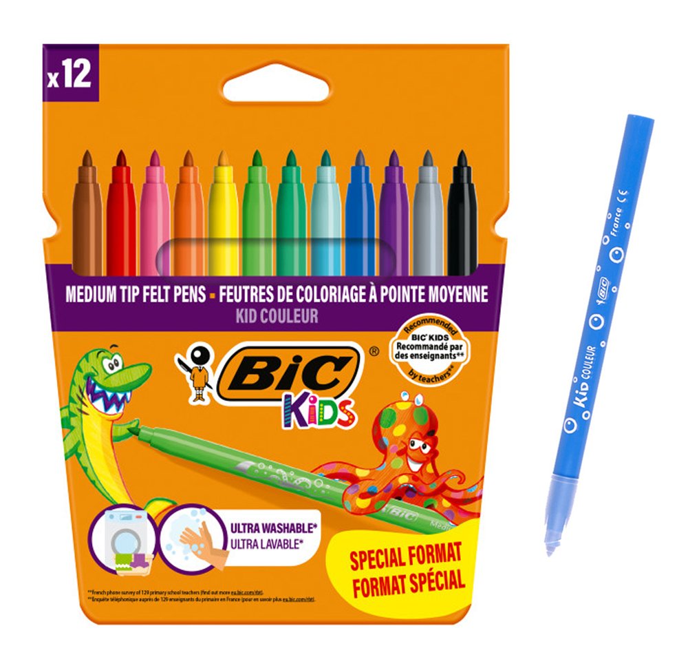 BIC σετ χρωματιστών μαρκαδόρων ζωγραφικής  KID Couleur, 12τμχ