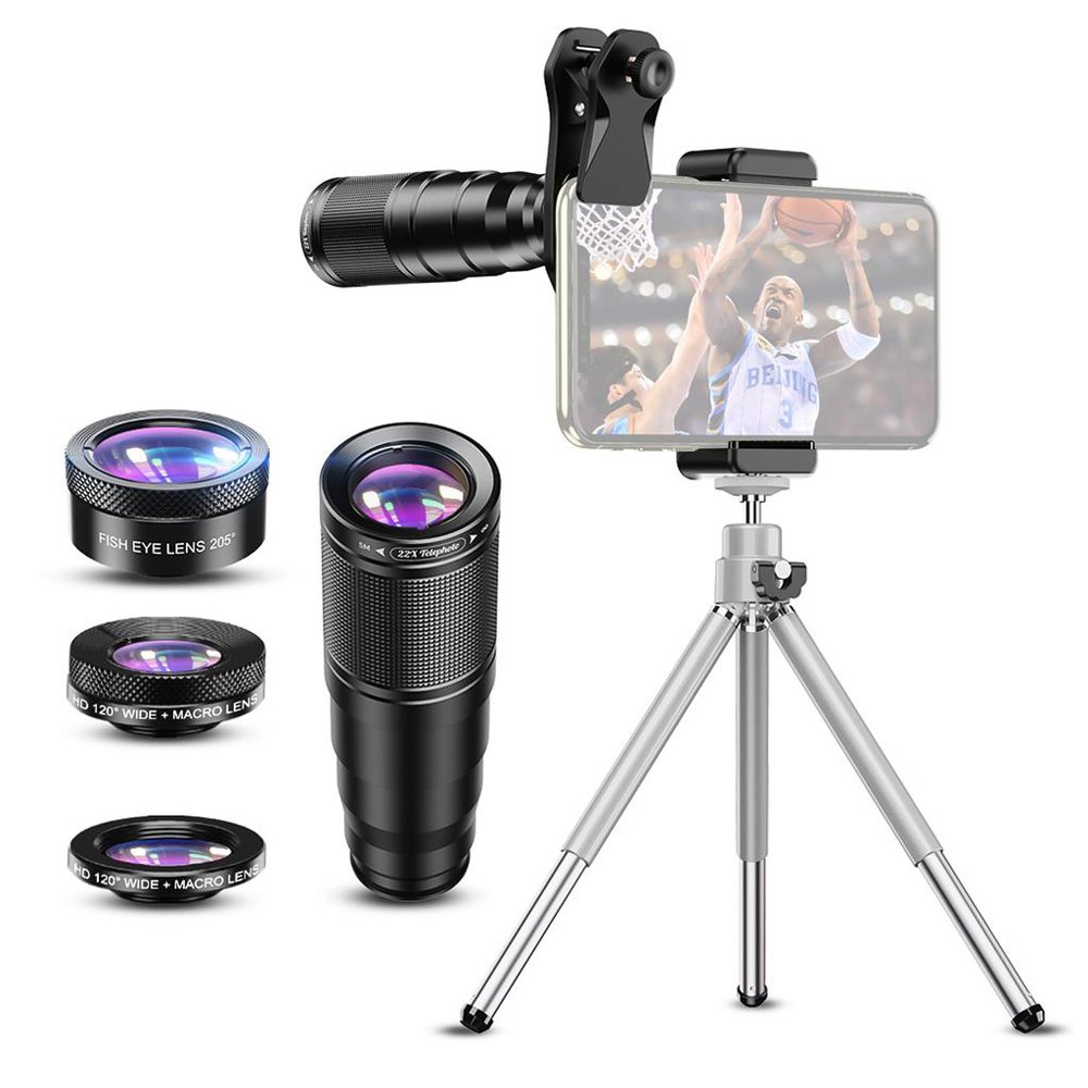 APEXEL σετ φακών για smartphone με τρίποδο, 4 σε 1, 22x zoom - Image 3