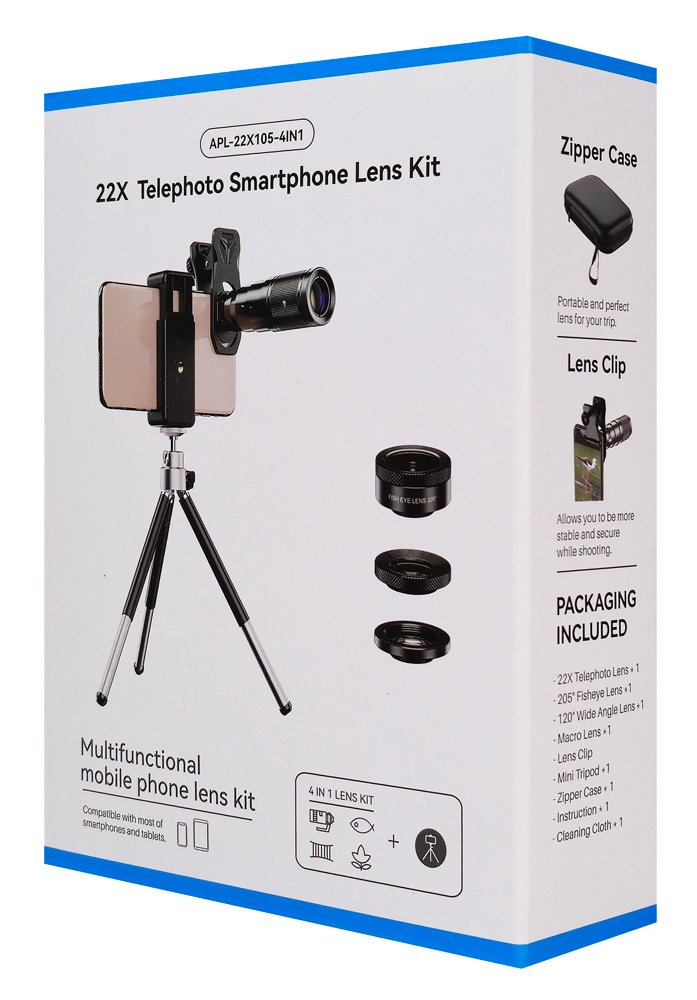 APEXEL σετ φακών για smartphone με τρίποδο, 4 σε 1, 22x zoom - Image 6