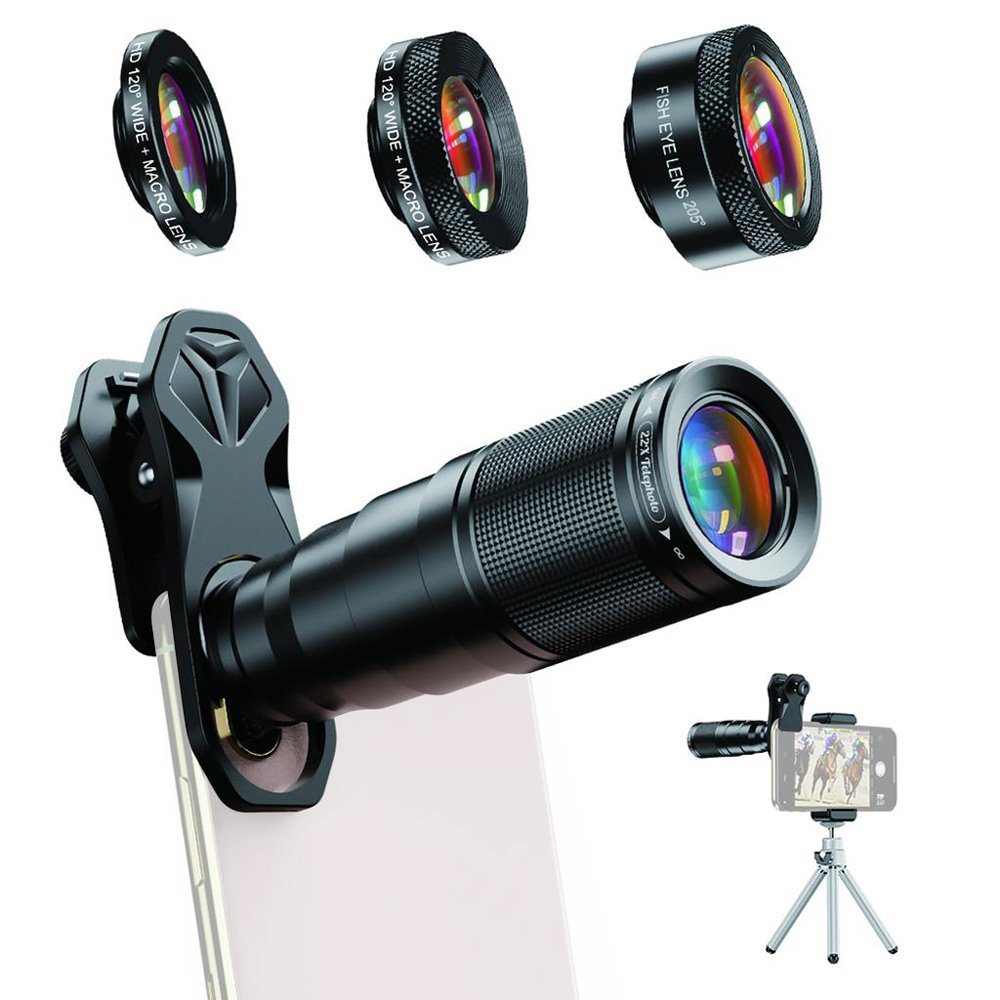 APEXEL σετ φακών για smartphone με τρίποδο, 4 σε 1, 22x zoom