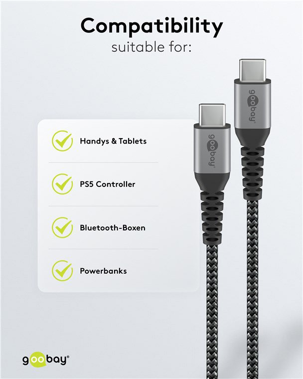 GOOBAY καλώδιο USB-C , 60W, 480Mbps, 2m, μαύρο - Image 5