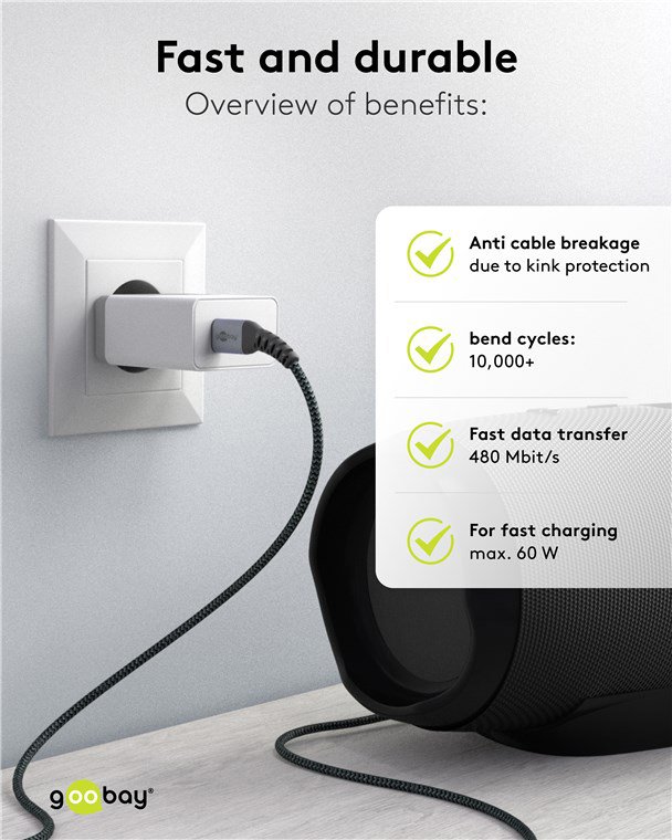 GOOBAY καλώδιο USB-C , 60W, 480Mbps, 2m, μαύρο - Image 6