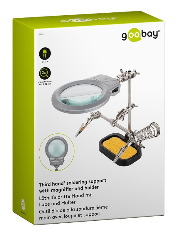 GOOBAY μεγεθυντικός φακός με clips συγκράτησης, 2x, LED φωτισμός - Image 4