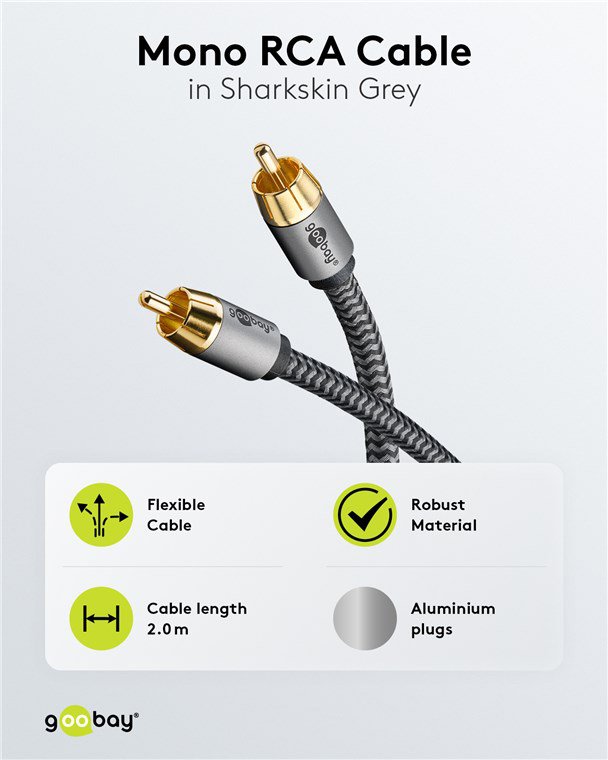 GOOBAY καλώδιο ήχου RCA σε RCA , 2m, μαύρο/ασημί - Image 4