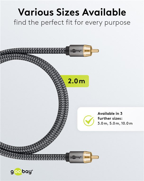 GOOBAY καλώδιο ήχου RCA σε RCA , 2m, μαύρο/ασημί - Image 5