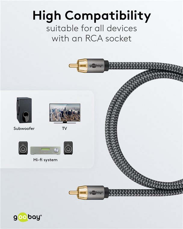 GOOBAY καλώδιο ήχου RCA σε RCA , 2m, μαύρο/ασημί - Image 7