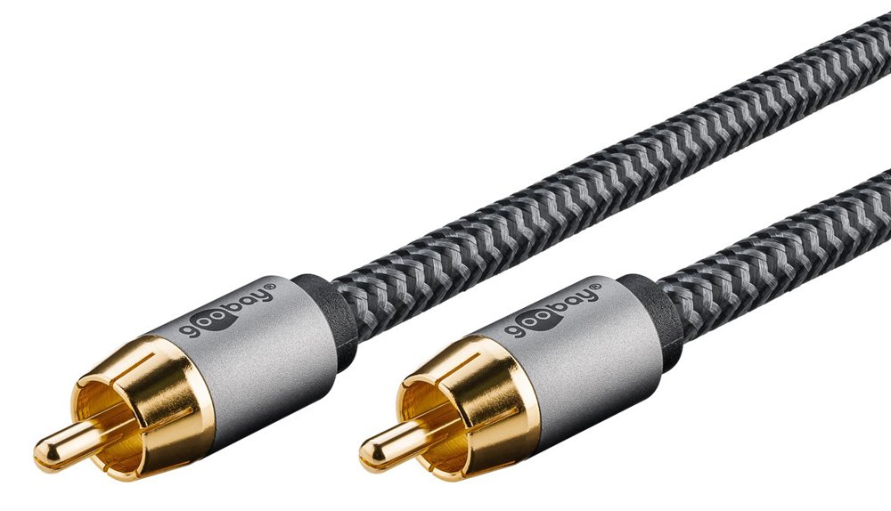 GOOBAY καλώδιο ήχου RCA σε RCA , 5m, μαύρο/ασημί