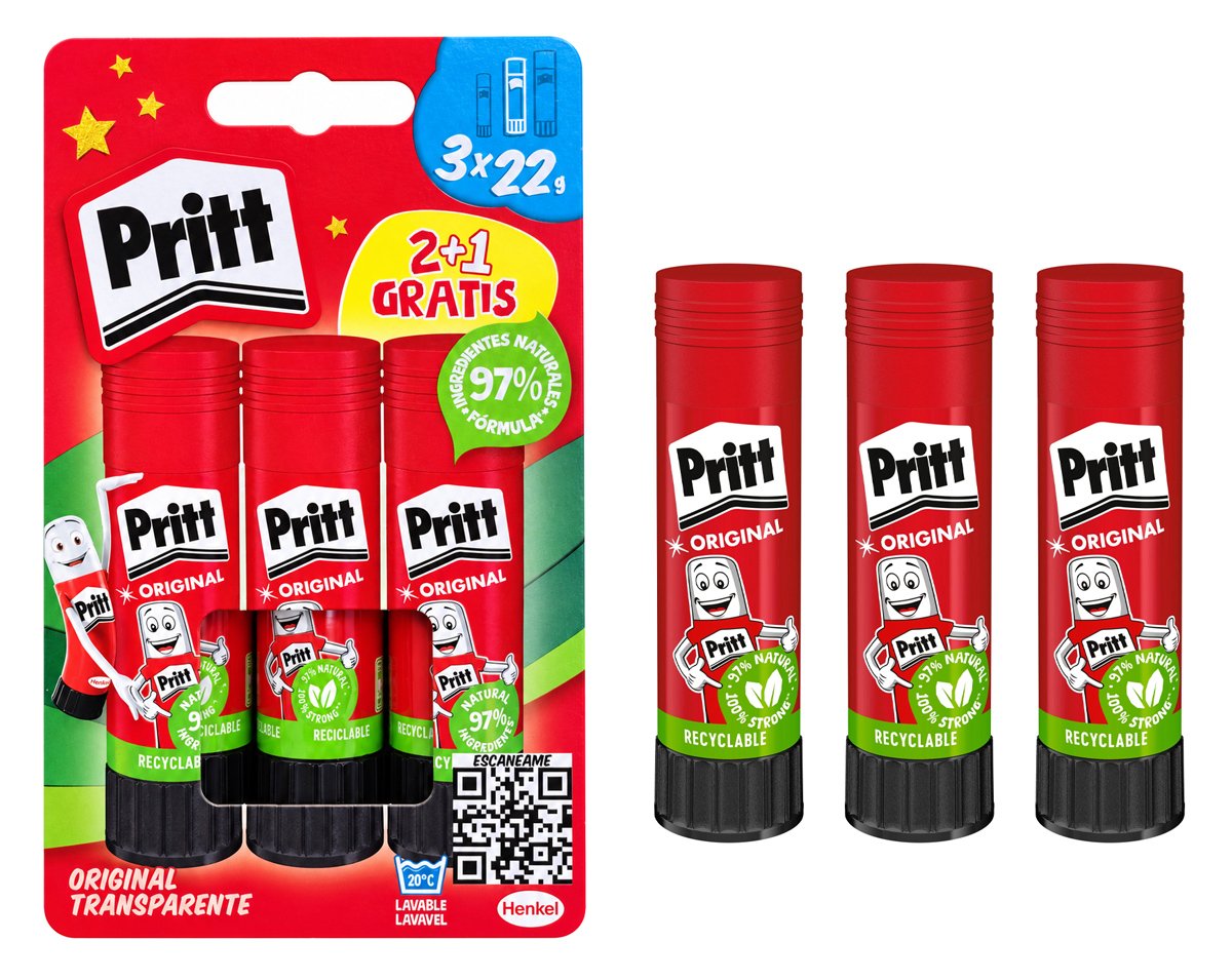 PRITT σετ κόλλα stick Original, 22g, διάφανη, 3τμχ