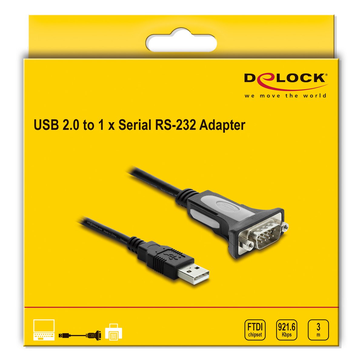 DELOCK καλώδιο USB σε RS-232 , 921.6Kbps, 3m, μαύρο - Image 4