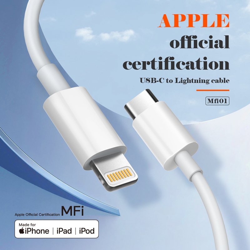 LDNIO καλώδιο Lightning σε USB-C MFi01, MFi, 30W, 480Mbps, 1m, λευκό - Image 2
