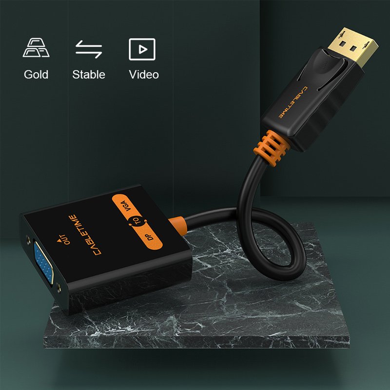CABLETIME αντάπτορας DisplayPort σε VGA CT-AV58-03G, 1080p/0Hz, μαύρος - Image 2