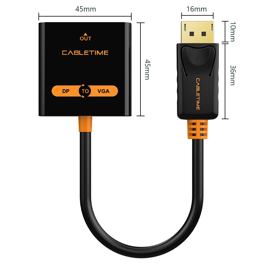 CABLETIME αντάπτορας DisplayPort σε VGA CT-AV58-03G, 1080p/0Hz, μαύρος - Image 5