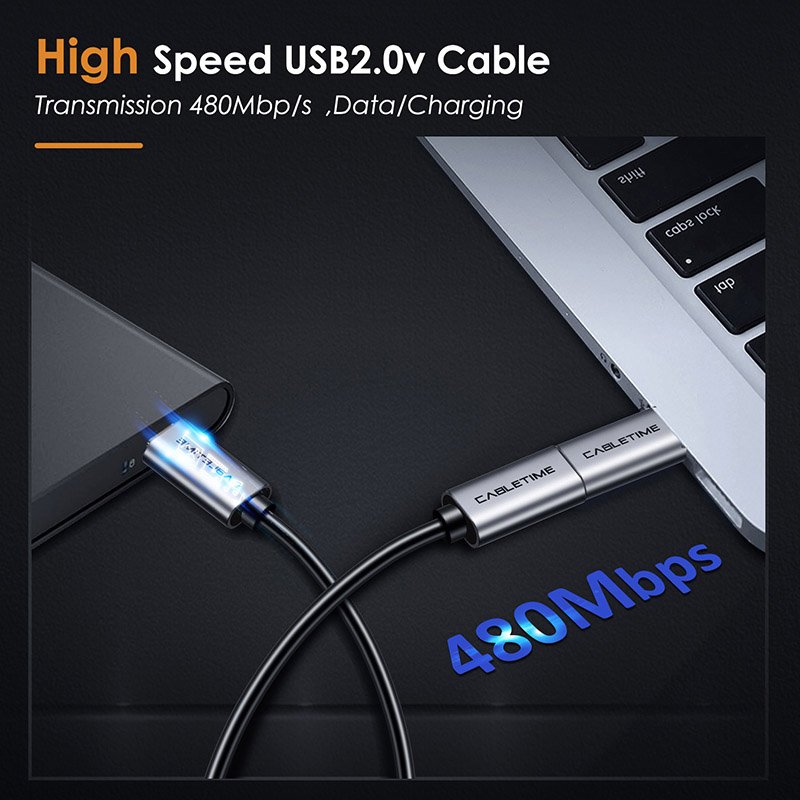 CABLETIME αντάπτορας USB-C σε micro USB CT-CMMCBF-ASG, 480Mbps, γκρι - Image 3