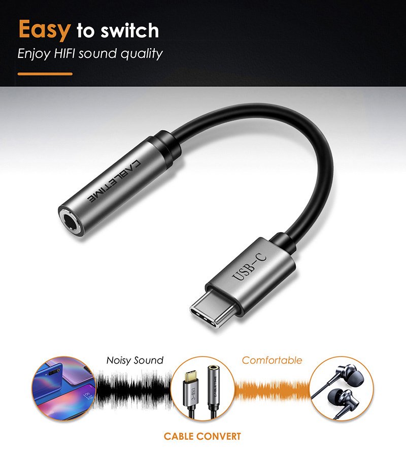 CABLETIME αντάπτορας USB-C σε 3.5mm , γκρι - Image 2