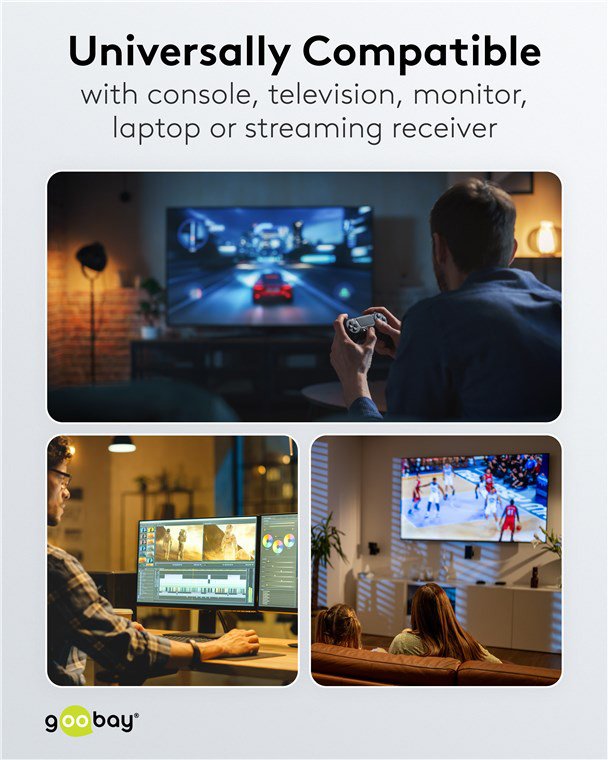 GOOBAY καλώδιο HDMI 2.2 , 16K/60Hz, 96 Gbps, 0.50m, μαύρο - Image 6