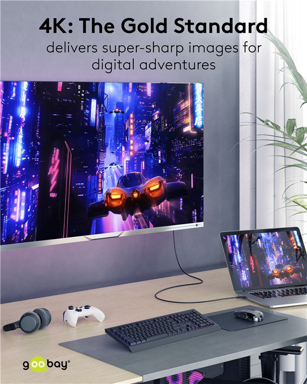 GOOBAY καλώδιο HDMI με Ethernet, soft, 4K/60Hz, 18 Gbps, 1m, μαύρο - Image 4