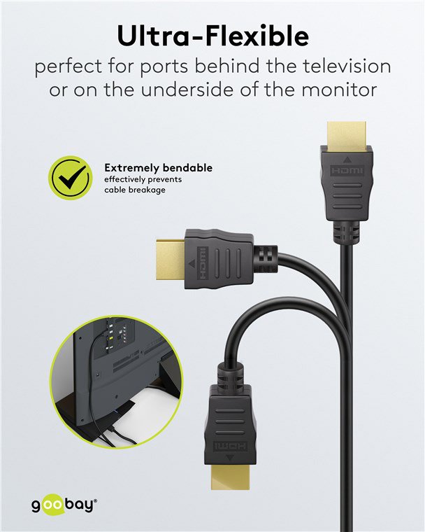 GOOBAY καλώδιο HDMI με Ethernet, soft, 4K/60Hz, 18 Gbps, 1m, μαύρο - Image 5