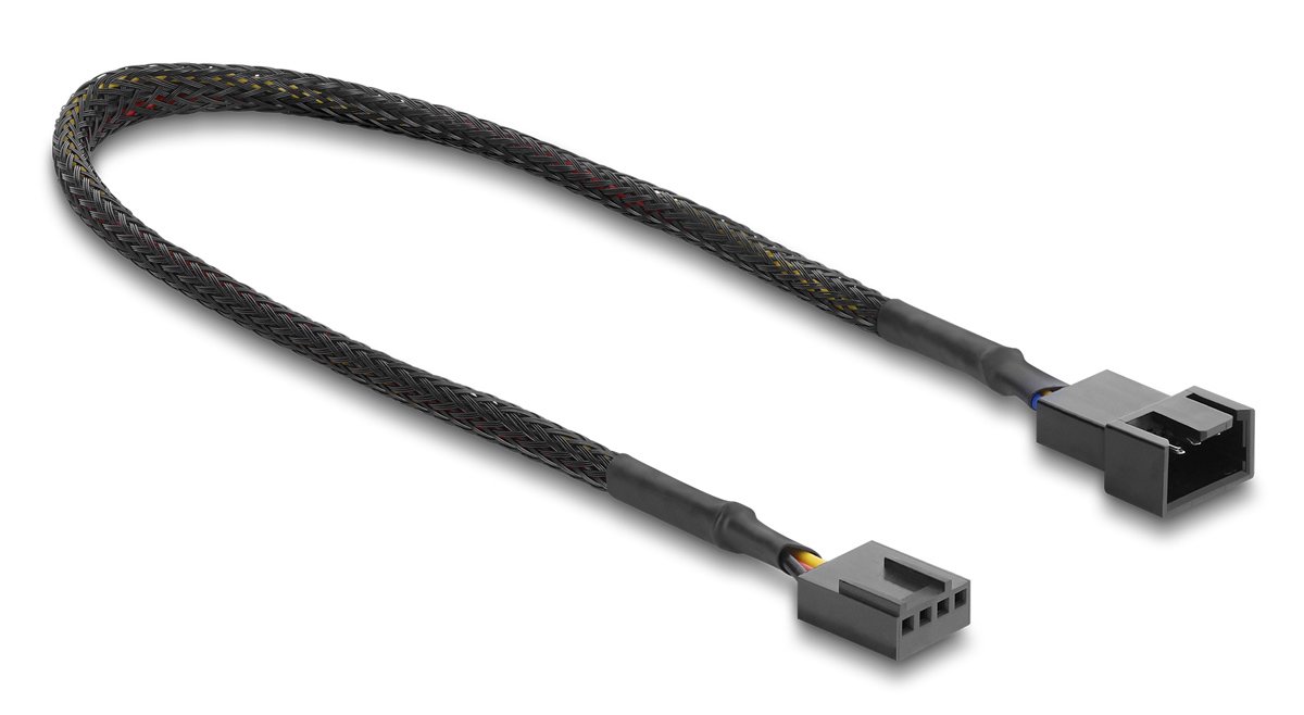 DELOCK καλώδιο προέκτασης 4pin PWM  για ανεμιστήρες, 30cm, μαύρο