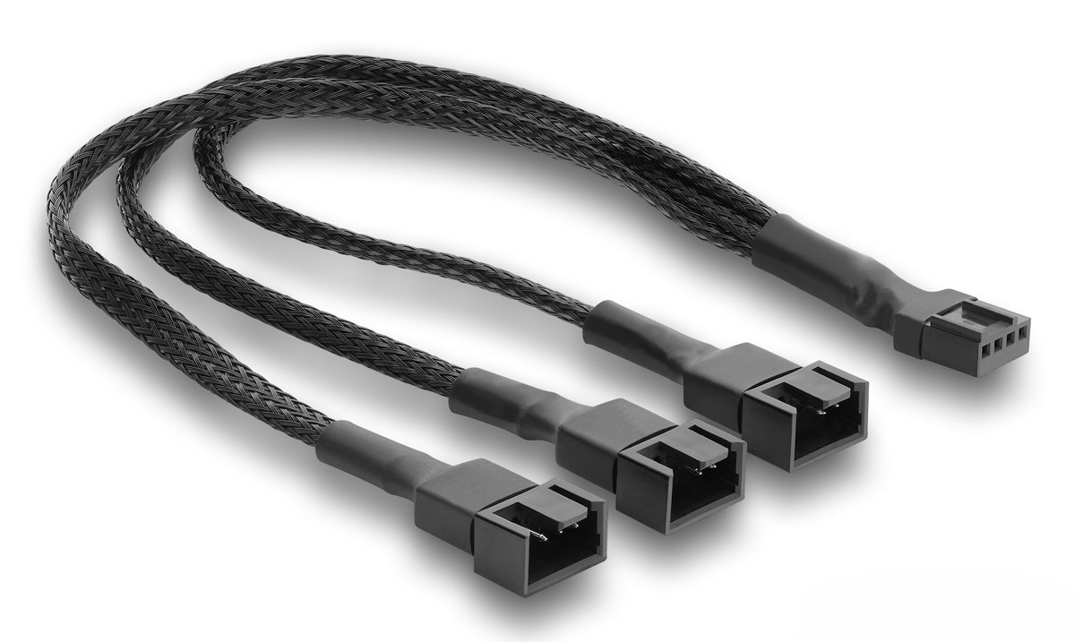 DELOCK καλώδιο 1x 4pin PWM σε 1x 4pin PWM + 2x 3pin  για ανεμιστήρες, 25cm, μαύρο