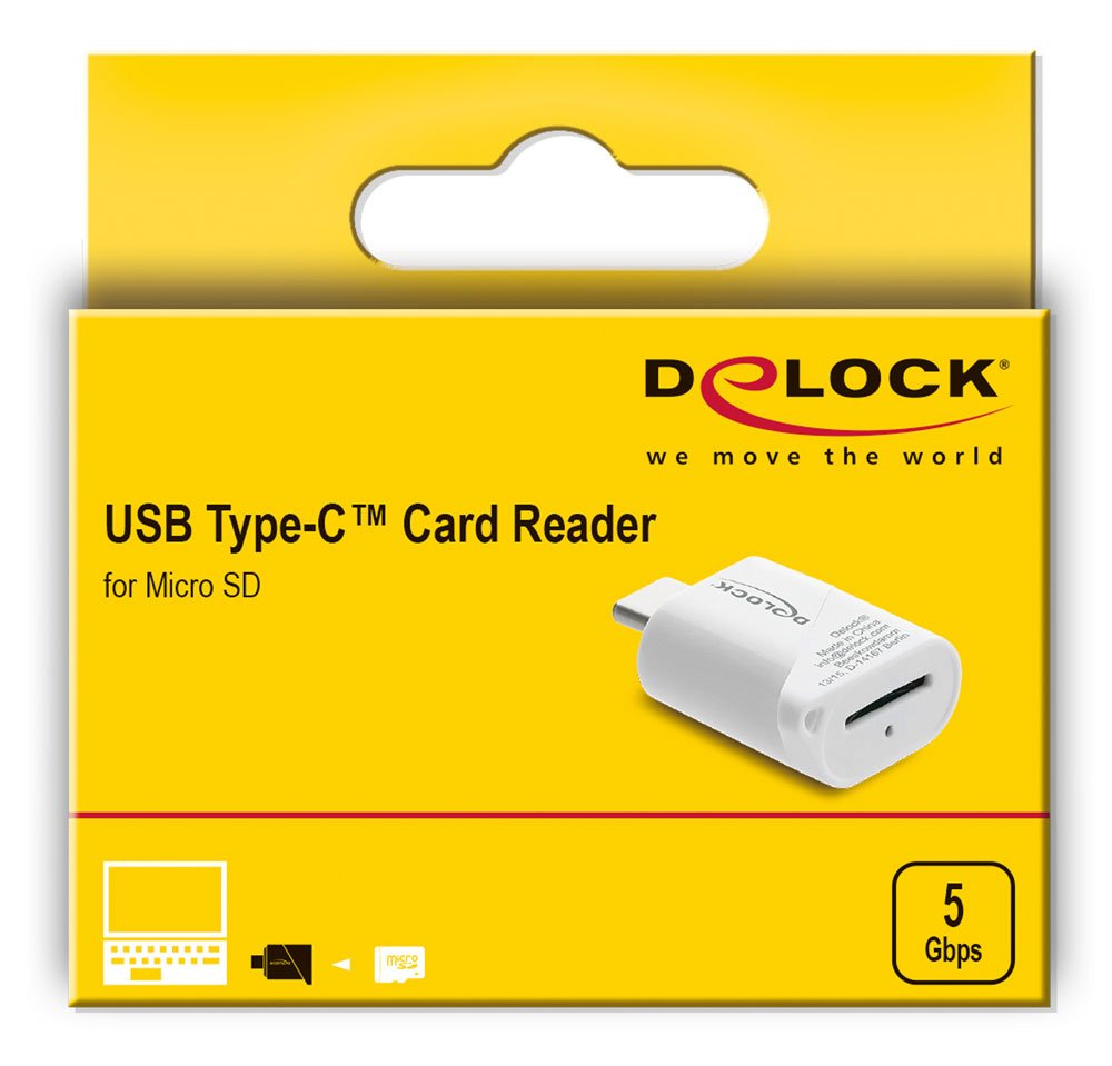 DELOCK card reader για micro SD, USB-C σύνδεση, 5Gbps, λευκό - Image 4