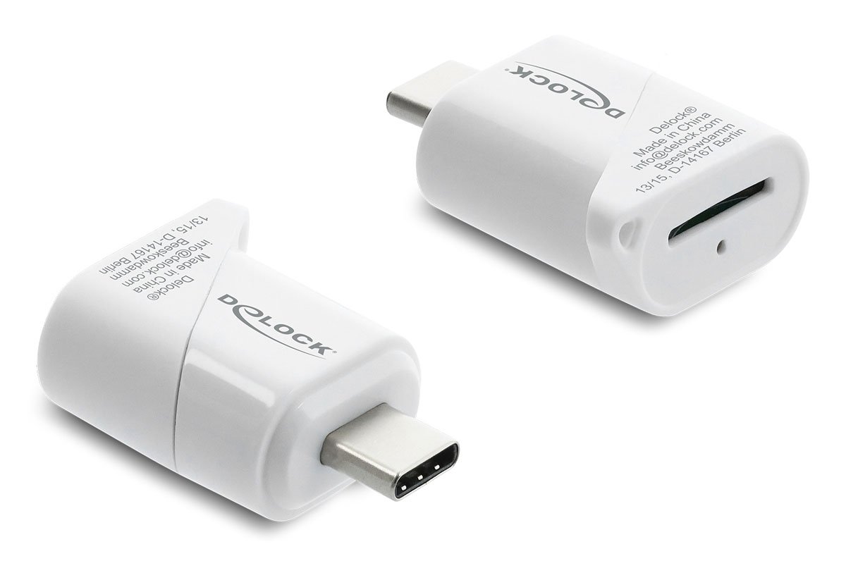 DELOCK card reader  για micro SD, USB-C σύνδεση, 5Gbps, λευκό