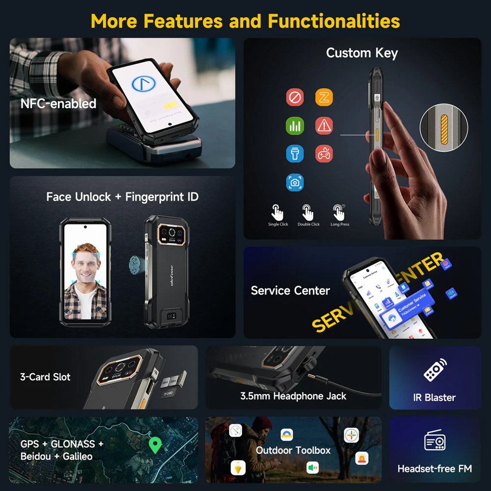 ULEFONE smartphone rmor 27T Pro Plus, 6.78", 12/256GB, 5G, 10600mh, FLIR 3.5, IP68/IP69K, μαύρο - Image 9