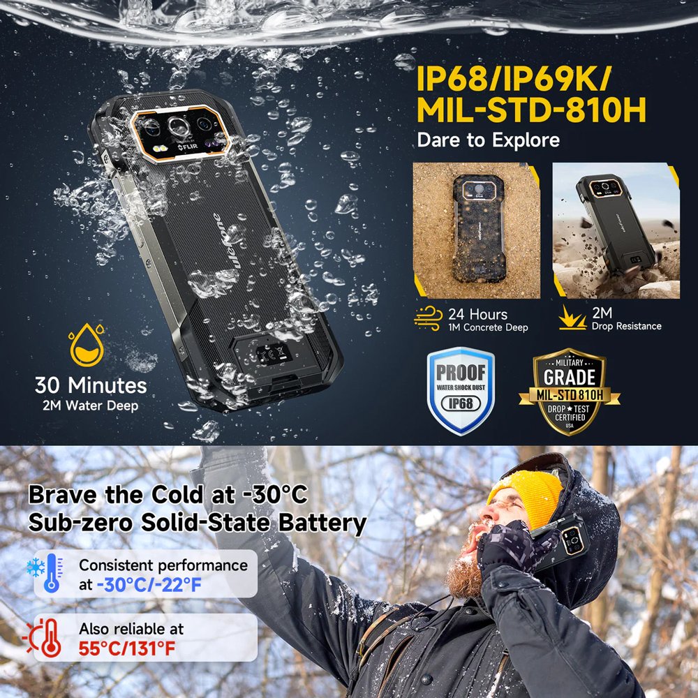 ULEFONE smartphone rmor 27T Pro Plus, 6.78", 12/256GB, 5G, 10600mh, FLIR 3.5, IP68/IP69K, μαύρο - Image 10