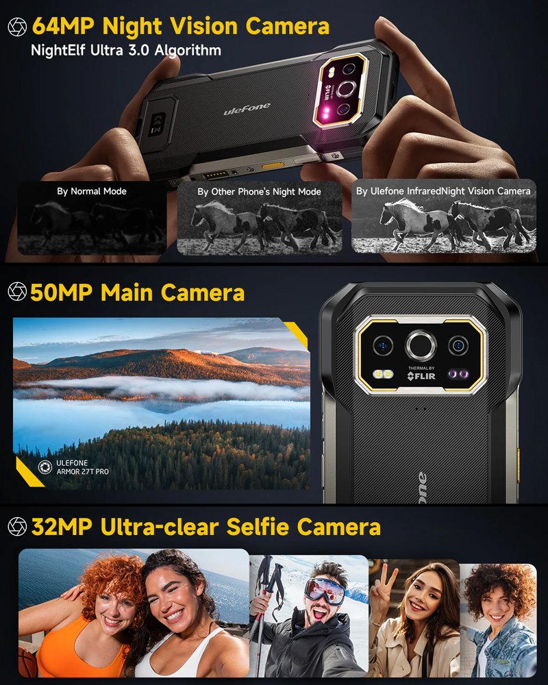 ULEFONE smartphone rmor 27T Pro Plus, 6.78", 12/256GB, 5G, 10600mh, FLIR 3.5, IP68/IP69K, μαύρο - Image 11