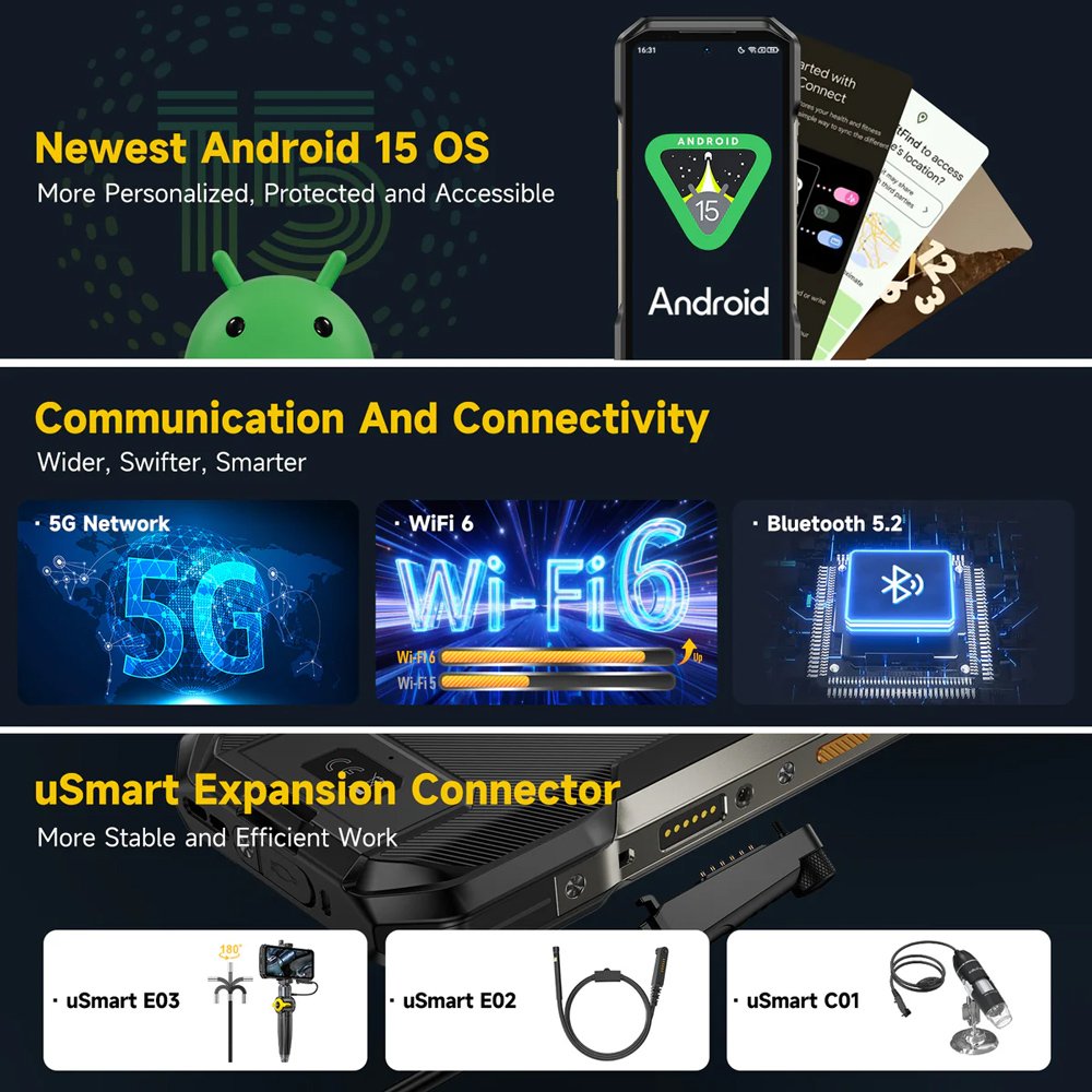 ULEFONE smartphone rmor 27T Pro Plus, 6.78", 12/256GB, 5G, 10600mh, FLIR 3.5, IP68/IP69K, μαύρο - Image 12