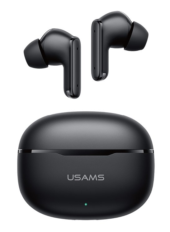 USAMS earphones με θήκη φόρτισης E05, True Wireless, BT 6.0, μαύρα