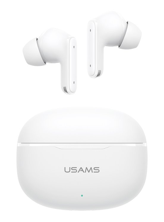 USAMS earphones με θήκη φόρτισης E05, True Wireless, BT 6.0, λευκό