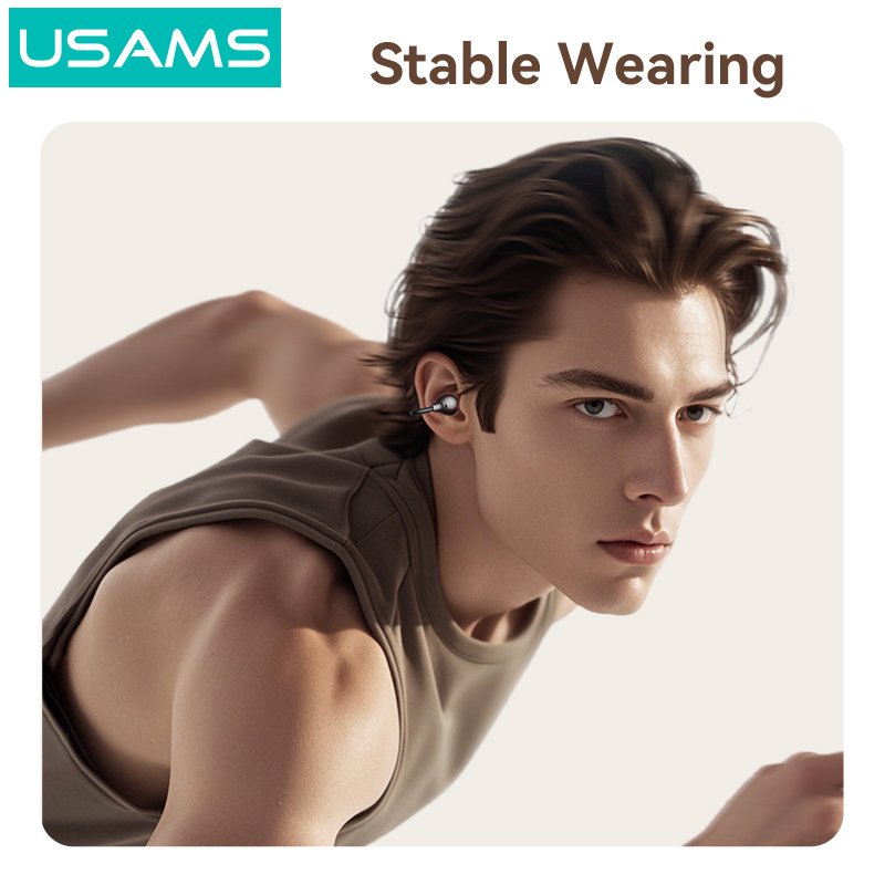 USAMS earphones με θήκη φόρτισης Echo R02, OWS, Φ11mm, 50/300mAh, μαύρα - Image 3