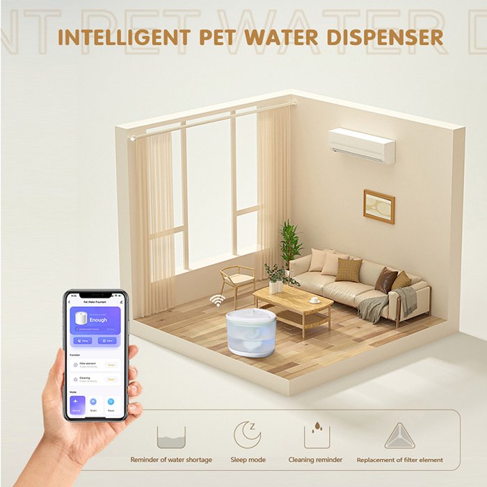 BRUNO smart ποτίστρα για κατοικίδια αυτόματη, WiFi, 2.5L, λευκή - Image 3