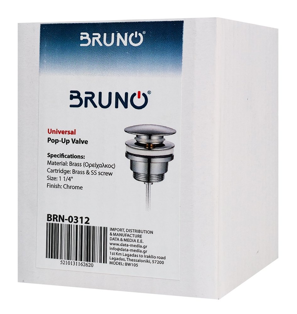 BRUNO βαλβίδα νιπτήρα Pop Up , 1-1/4", ορειχάλκινη, χρωμέ - Image 3