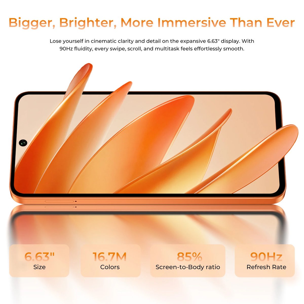 OUKITEL smartphone , 6.63", 6/128GB, 5150mAh, πορτοκαλί - Image 3