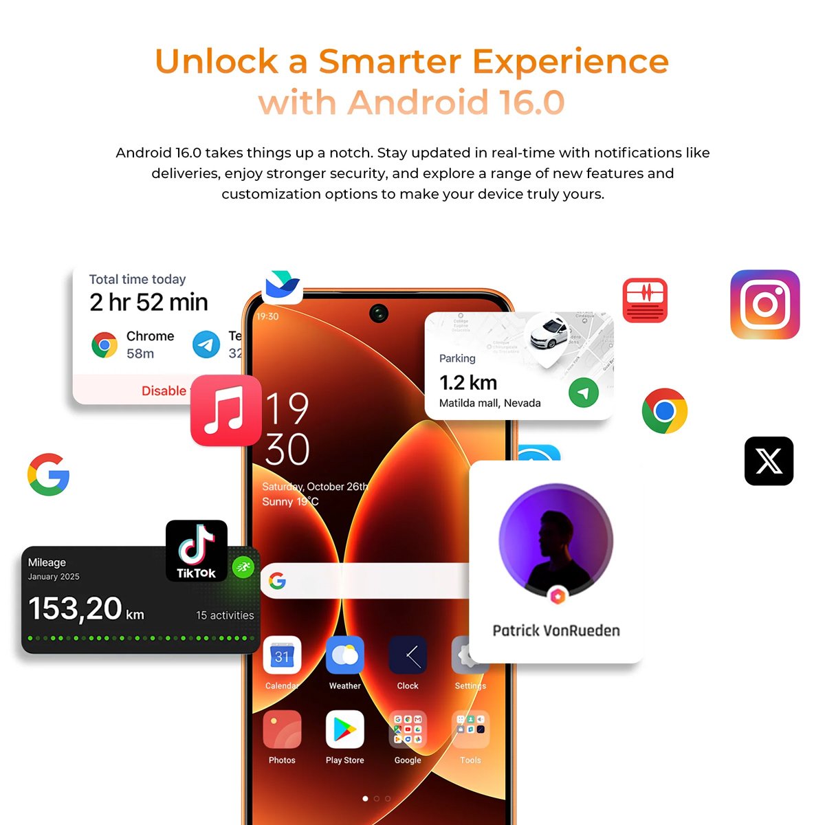 OUKITEL smartphone , 6.63", 6/128GB, 5150mAh, πορτοκαλί - Image 8