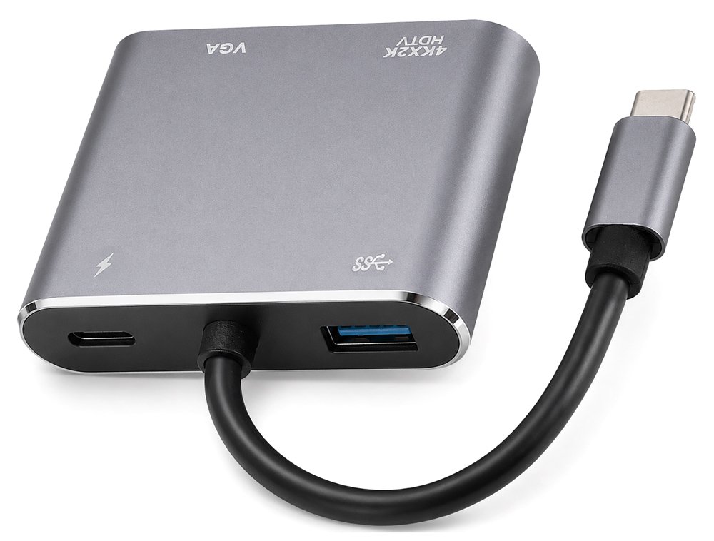 POWERTECH docking station , 4 θυρών, USB-C, 4K, 100W, γκρι - Image 2