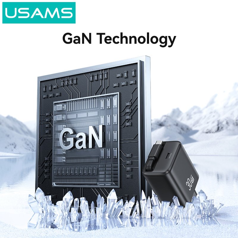 USAMS φορτιστής τοίχου με πτυσσόμενο καλώδιο, USB-C, 30W, GaN, λευκός - Image 5