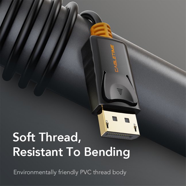 CABLETIME καλώδιο DisplayPort , 4K/60Hz, 3m, μαύρο - Image 2